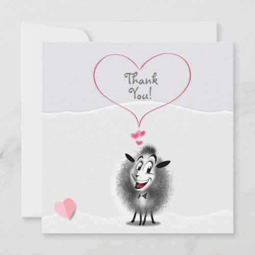 Cute Sheep Paper Art Lovely Thank You Card