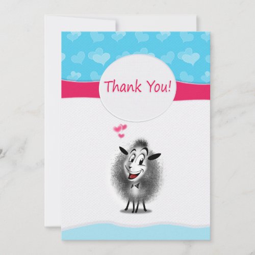 Cute Sheep Paper Art Modern Thank You Card