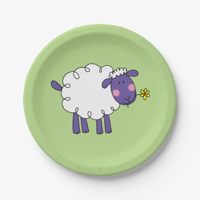 Cute Sheep Party Plate – Hand Drawn Animal   (Front)
