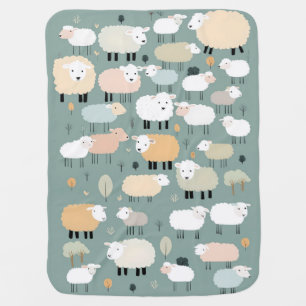 Cute Sheep Pastel Colors Illustration Minimal Baby Blanket