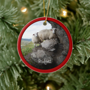 Cute Sheep Personalized Ceramic Ornament