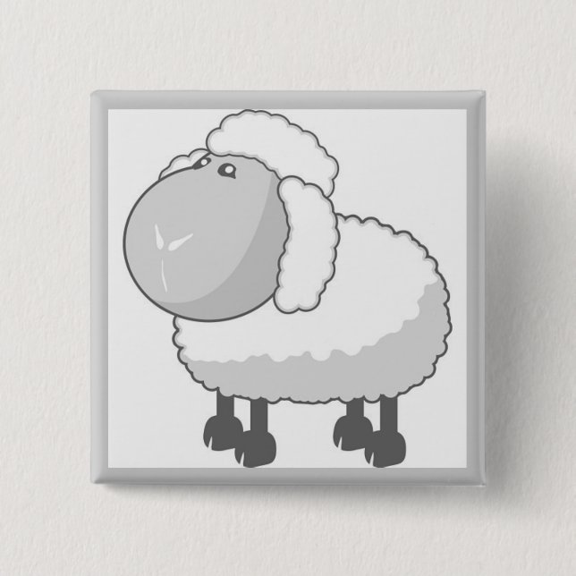 Cute Sheep Pinback Button (Front)