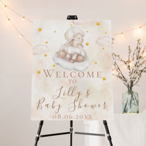 Cute Sheep pink dust star Lamb Baby Shower Welcome Foam Board