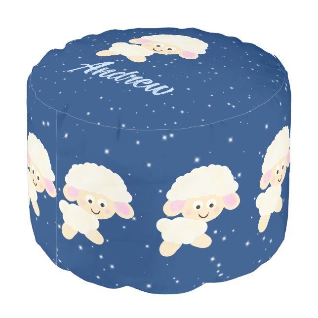 Cute sheep’s pouf (Angled Back)