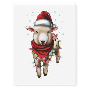 Cute Sheep, Sheep Lover Funny Xmas Holiday Gift Temporary Tattoos