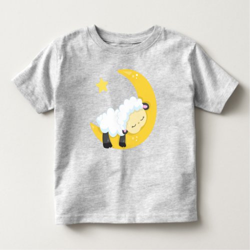 Cute Sheep Sleeping Sheep Moon Stars Sleepy Toddler T_shirt