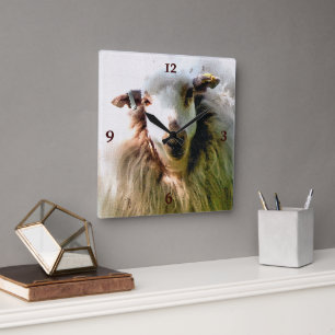 CUTE SHEEP SQUARE WALL CLOCK