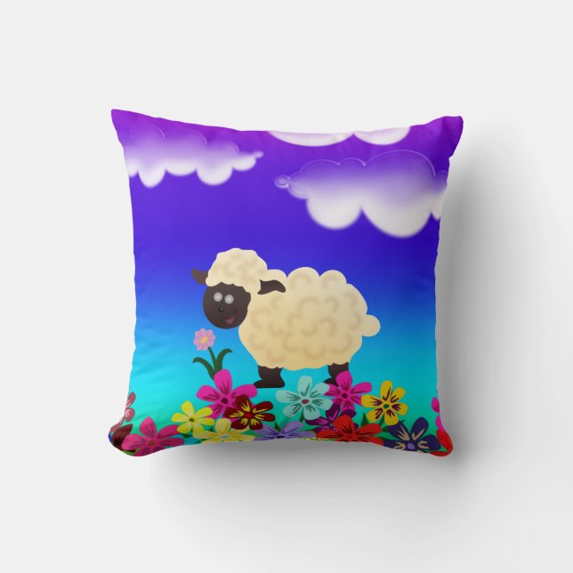 Cute Sheep Throw Pillow (Front)