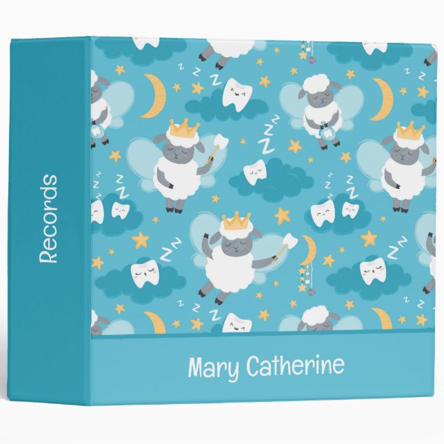 Cute Sheep Tooth Fairy Dentist Hygienist  3 Ring Binder (Front/Spine)