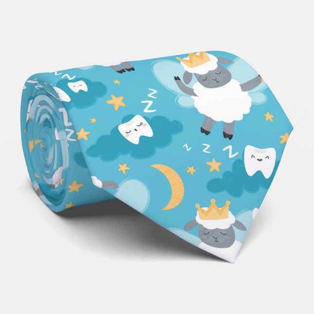 Cute Sheep Tooth Fairy Dentist Hygienist  Neck Tie (Rolled)