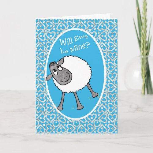 Cute Sheep Will Ewe Be Mine Fun Valentines Card