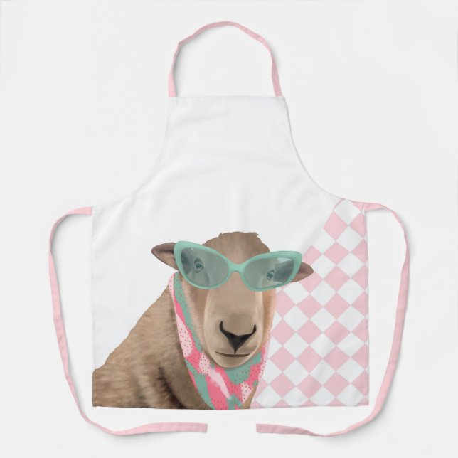Cute Sheep With Glasses  Apron (Front)