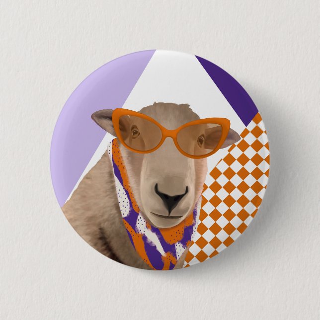 Cute Sheep With Glasses  Button (Front)