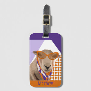 Cute Sheep With Glasses Luggage Tag