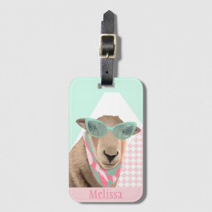 Cute Sheep With Glasses  Luggage Tag