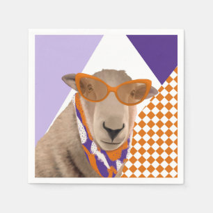 Cute Sheep With Glasses Napkins