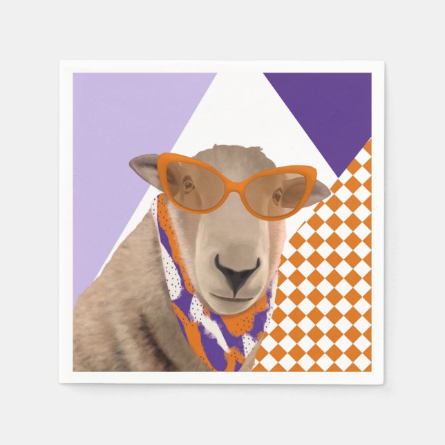Cute Sheep With Glasses  Napkins (Front)