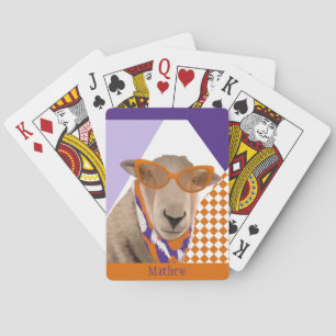 Cute Sheep With Glasses Poker Cards