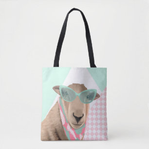 Cute Sheep With Glasses Tote Bag