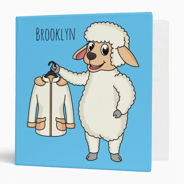 Cute sheep with jacket cartoon 3 ring binder (Front/Inside)