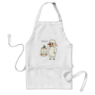Cute sheep with jacket cartoon adult apron