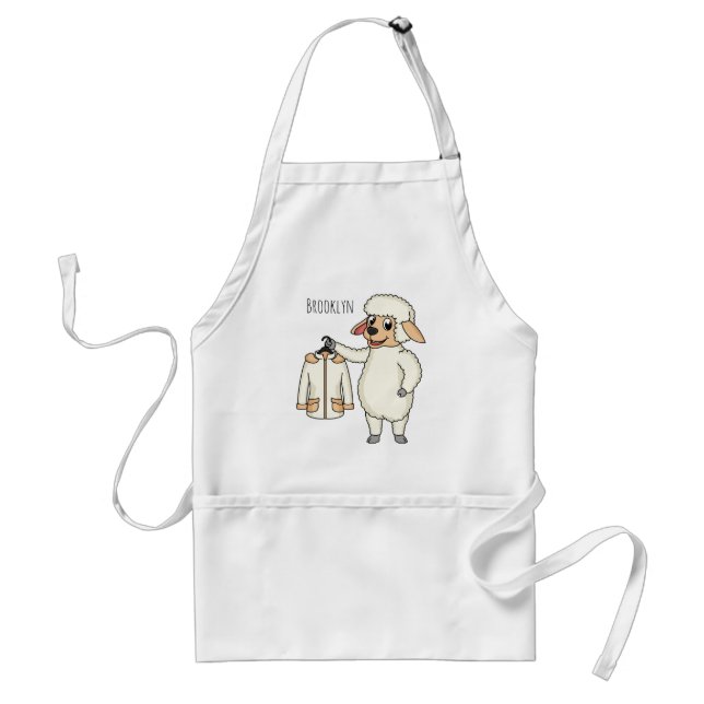 Cute sheep with jacket cartoon  adult apron (Front)