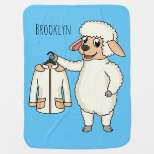 Cute sheep with jacket cartoon baby blanket