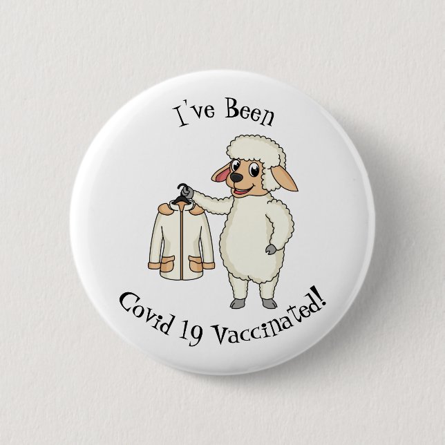 Cute sheep with jacket cartoon  button (Front)