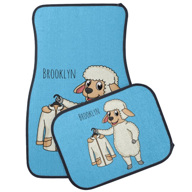 Cute sheep with jacket cartoon car floor mat (Set)