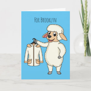 Cute sheep with jacket cartoon card