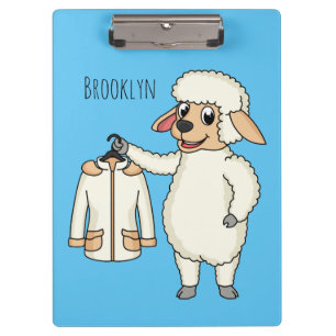 Cute sheep with jacket cartoon clipboard