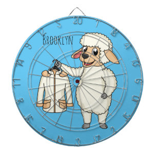 Cute sheep with jacket cartoon dart board