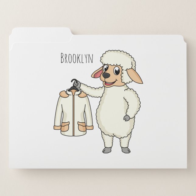 Cute sheep with jacket cartoon  file folder (Front Left)