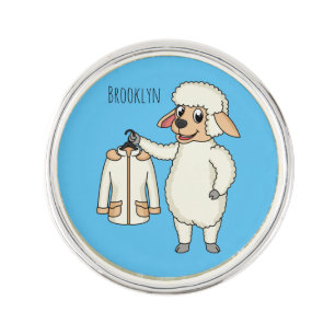 Cute sheep with jacket cartoon lapel pin