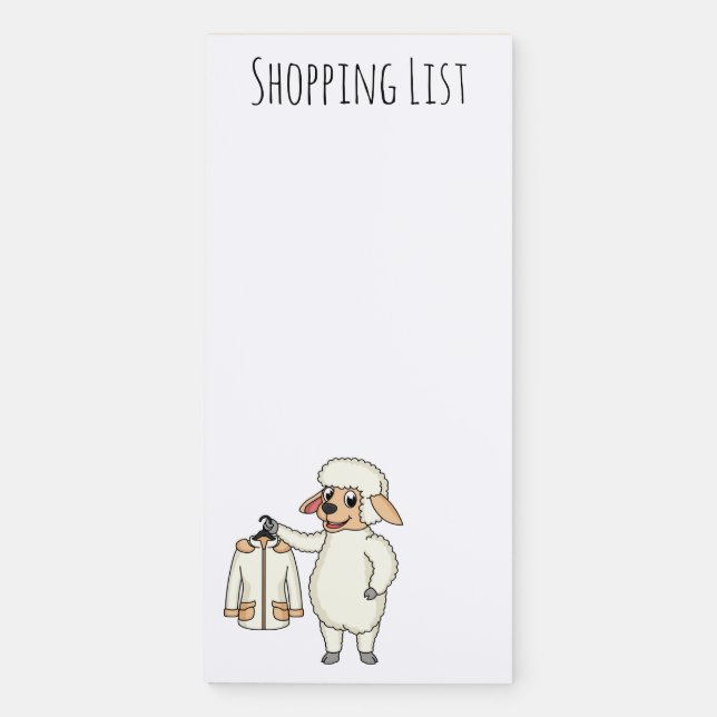 Cute sheep with jacket cartoon magnetic notepad (Front)