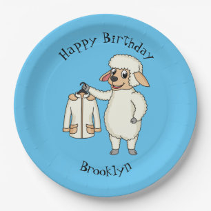 Cute sheep with jacket cartoon paper plates