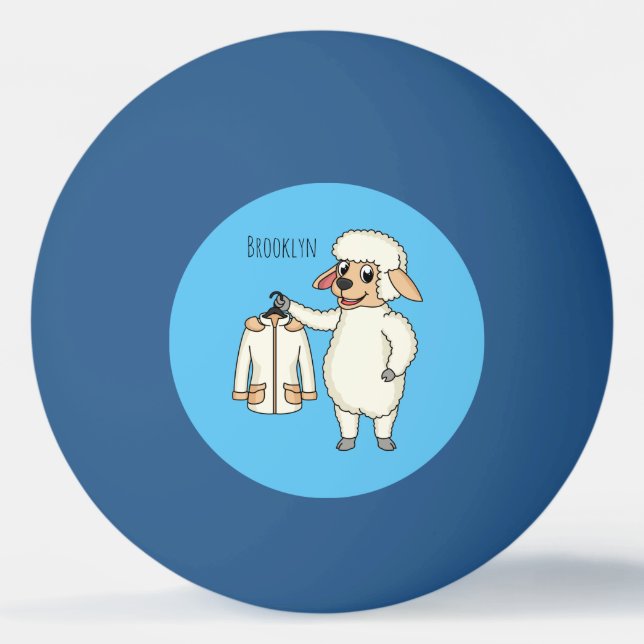 Cute sheep with jacket cartoon ping pong ball (Front)