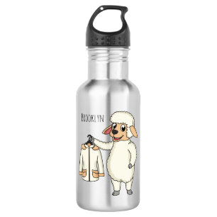 Cute sheep with jacket cartoon stainless steel water bottle