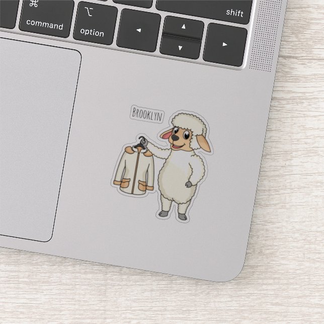 Cute sheep with jacket cartoon  sticker (Detail)
