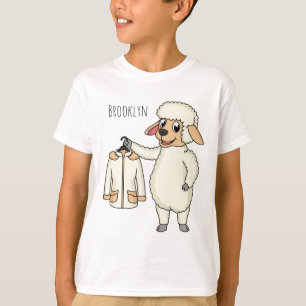 Cute sheep with jacket cartoon T-Shirt