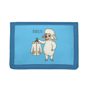 Cute sheep with jacket cartoon tri-fold wallet