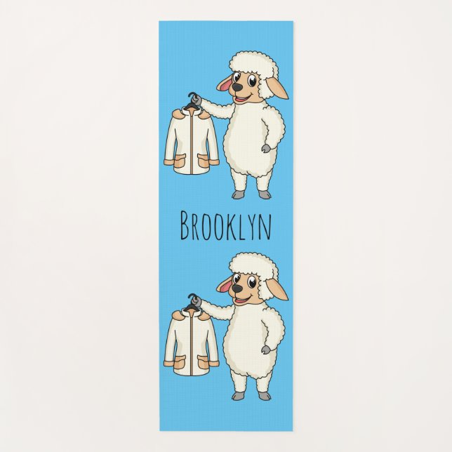 Cute sheep with jacket cartoon  yoga mat (Front)
