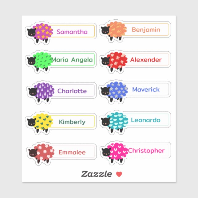Cute Sheeps Multiple Name Stickers (Sheet)