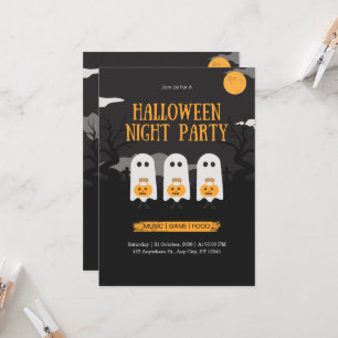 Cute Sheet Ghosts Pumpkin Trick or Treat Halloween Invitation