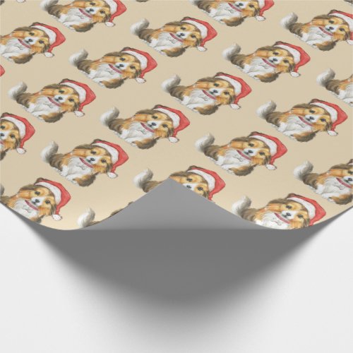 Cute Sheltie in Santas Hat Wrapping Paper