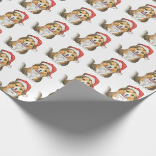 Cute Sheltie in Santa's Hat Wrapping Paper