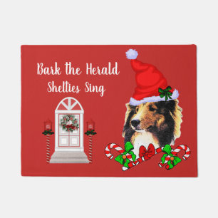 Cute Sheltie Santa Christmas  Doormat