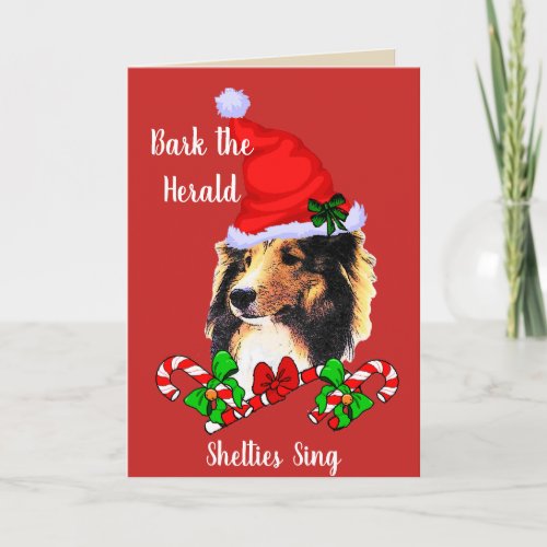 Cute Sheltie Santa Christmas Holiday Card