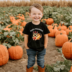 Cute Shepherd Dog with Hot Dog Costume Halloween Baby T-Shirt