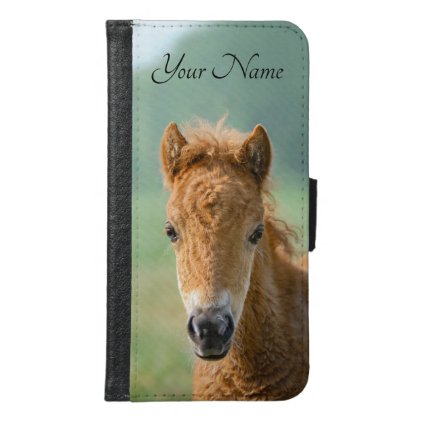 Cute Shetland Pony Foal Horse Head Photo / Name - Wallet Phone Case For Samsung Galaxy S6